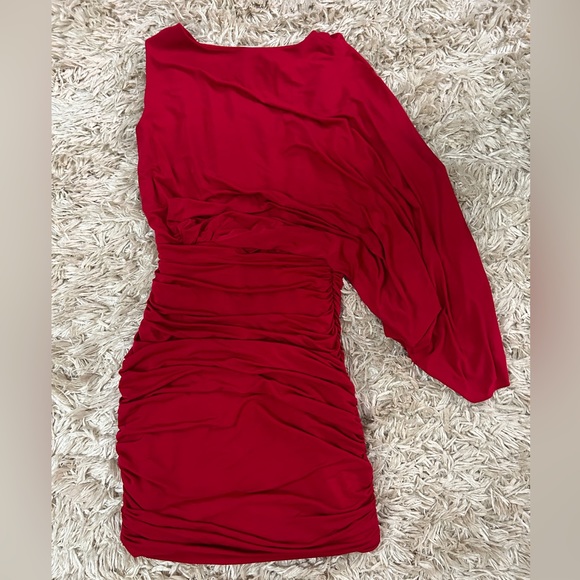 BCBG MAXAZRIA Venus Red Cocktail Mini Ruched Dress Size XS - Picture 6 of 7